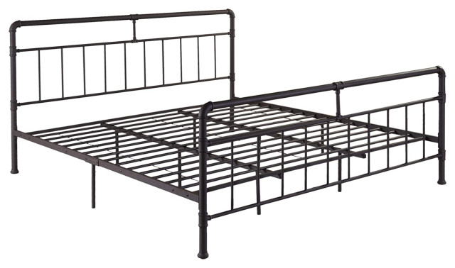 Industrial King Size Platform Bed, King Size Metal Platform Bed With Headboard