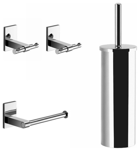 Chrome 4 Piece Accessory Hardware Set Contemporary Bathroom