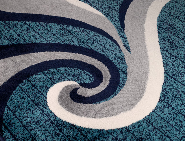 Blue Swirl Abstract Area Rug, Swirl Area Rug
