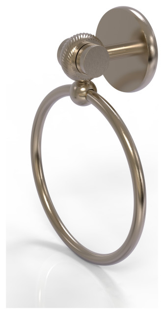 Satellite Orbit Two Towel Ring With Twist Accent, Antique Pewter