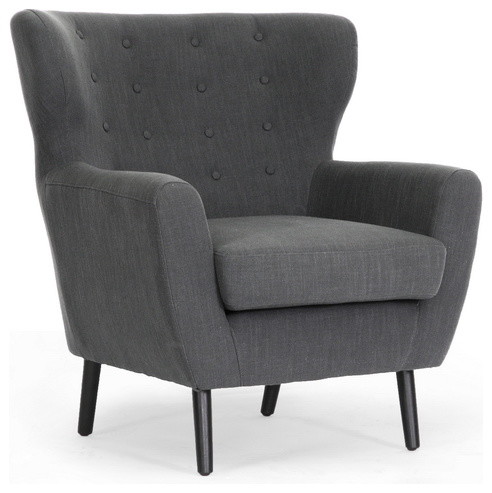 Lombardi Linen Modern Club Chair, Dark Charcoal Gray