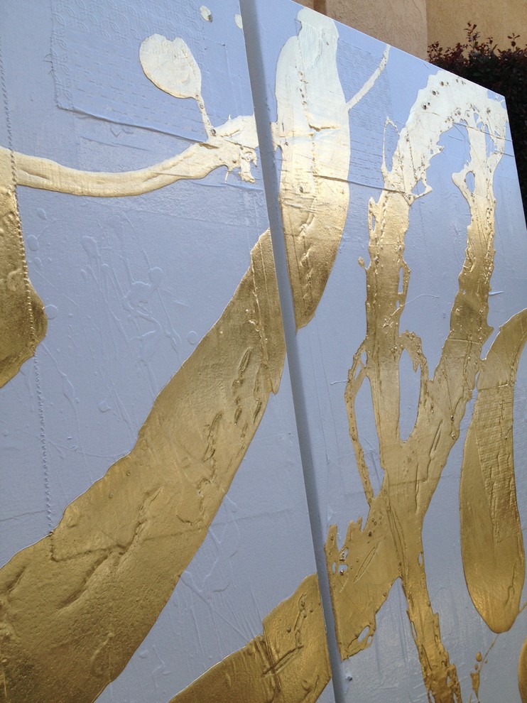 Gold Leaf and White Gloss Triptychs and Diptychs