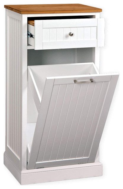 Modern Kitchen Cart With Trash Can Holder Cutting Board And