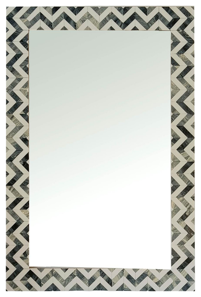 Sagebrook Home Contemporary Chevron Rect Mirror With Multi 17385