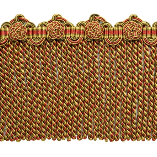Bullion fringe Trim with Scroll & Rosette Header, Color LX07 [Sold By