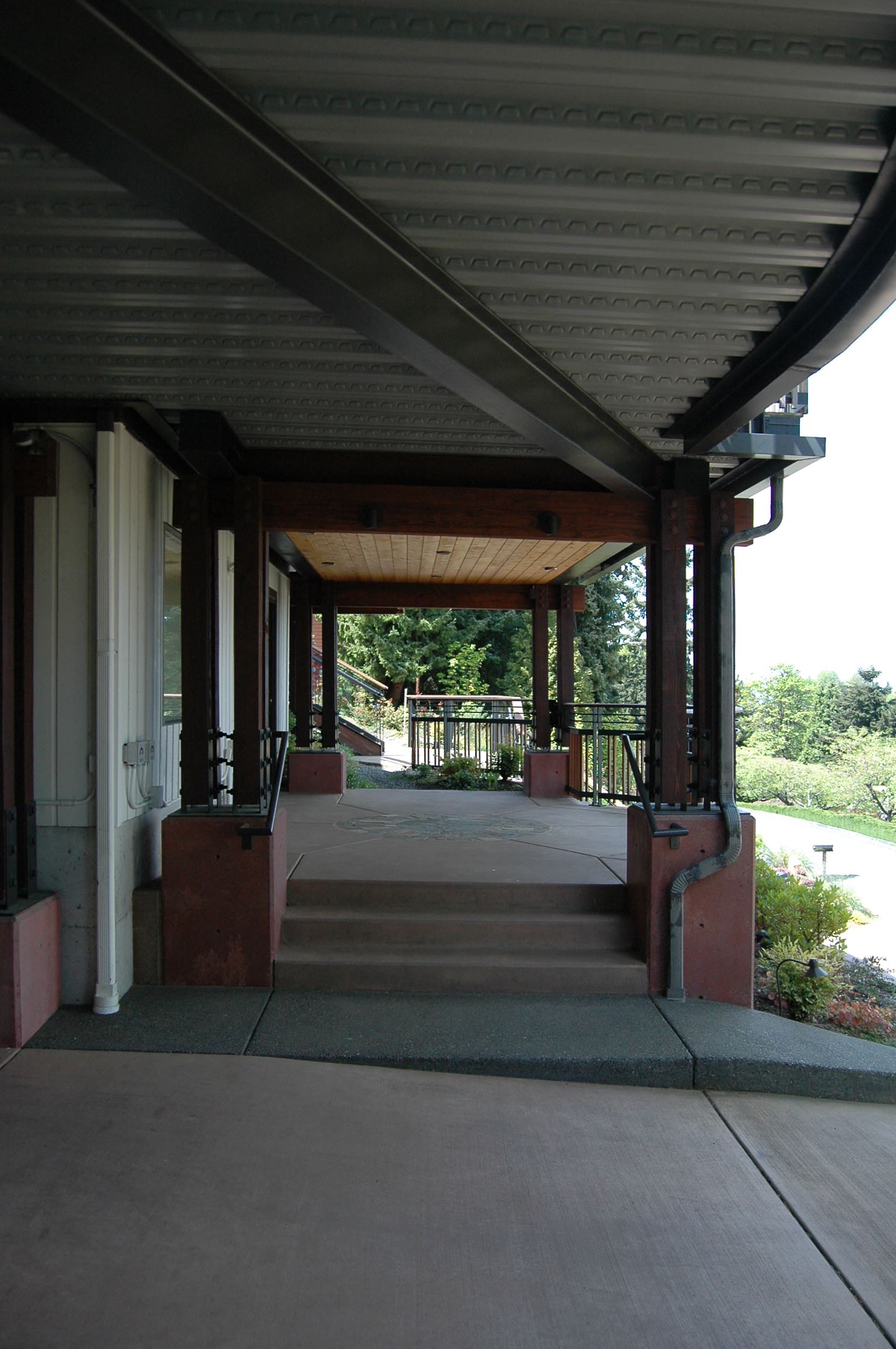 Garage entry and lower level court