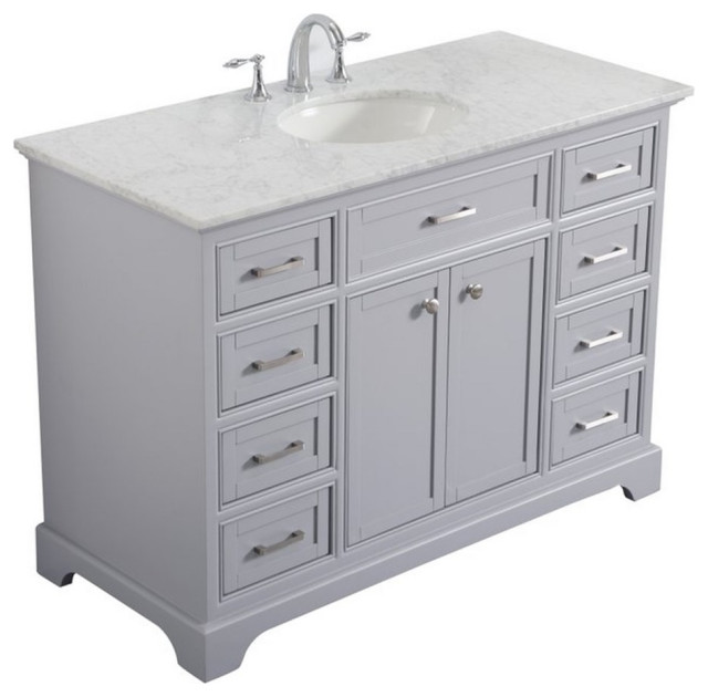 Elegant Decor Americana 48" Wood Single Bathroom Vanity in Light Gray