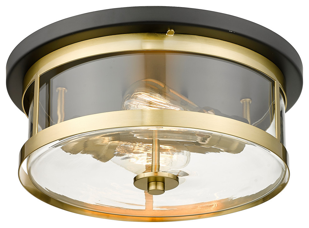 Black And Gold Flush Mount With Glass Shade - Transitional - Flush ...