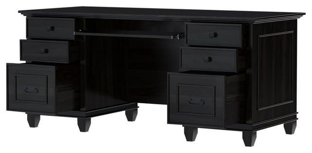 Klagetoh Solid Wood 67 Large Computer Desk With Keyboard Tray