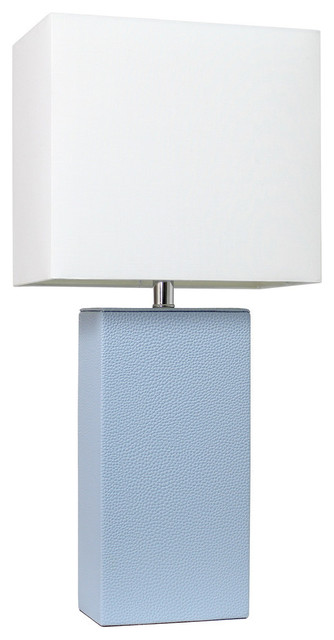 Elegant Designs Modern Leather Table Lamp With White Fabric Shade, Periwinkle