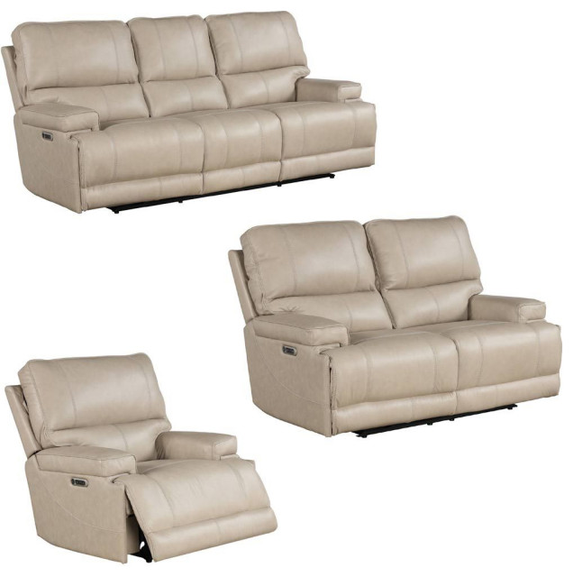 Parker Living Whitman 3 Piece Freemotion Power Living Room Set in Verona Linen Contemporary