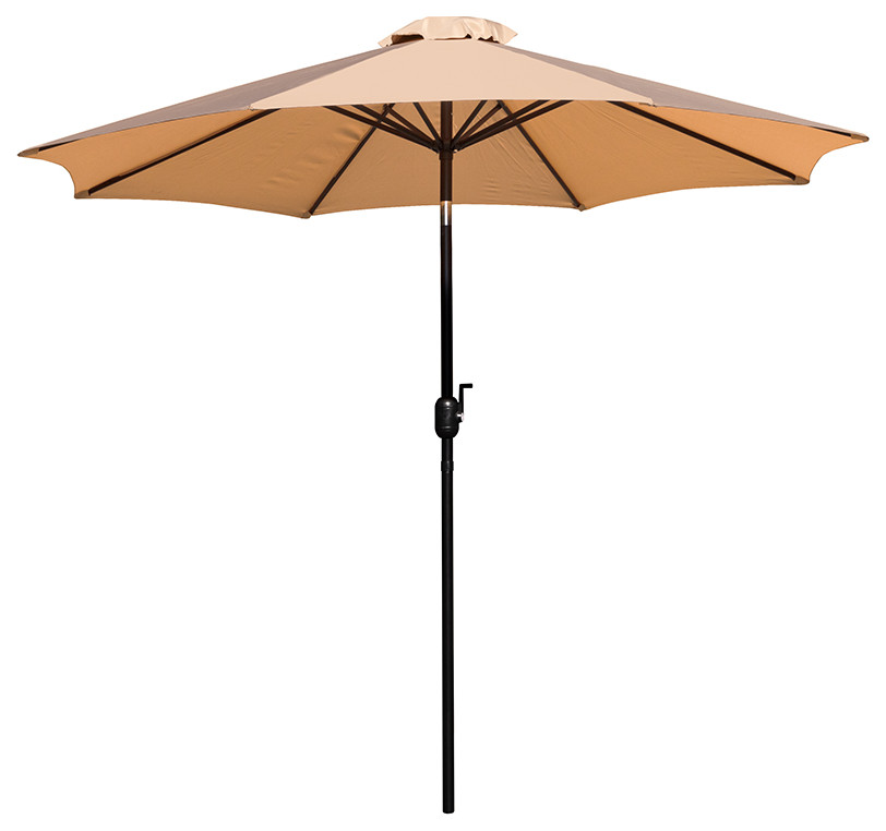 Tan 9 FT Round Patio Umbrella