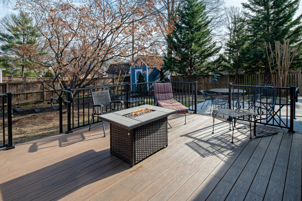 Example of a large backyard metal railing deck design in DC Metro