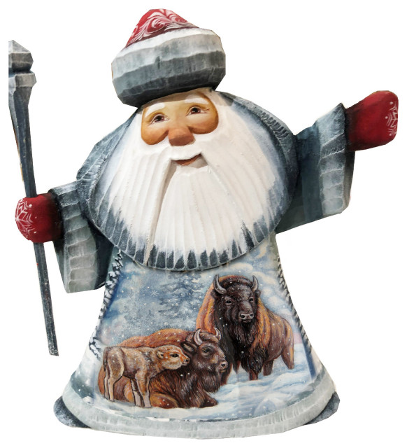 Buffalo Father Frost Santa Woodcarved Figurine Traditional Holiday Accents And Figurines By G Debrekht