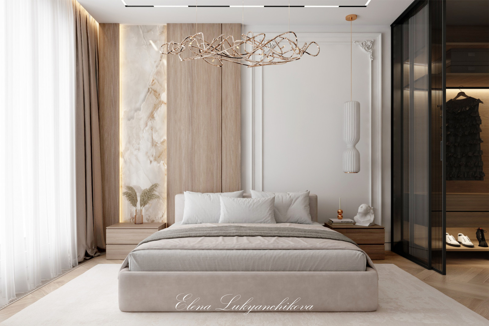 Интерьер спальни ЖК Grand View, Петровский проспект, Санкт-