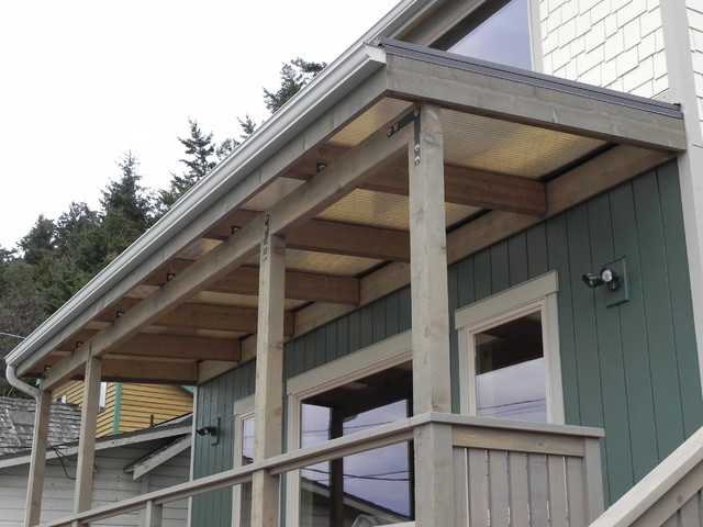 Beachfront Patio Cover Over Cedar Wood Frame Beach Style Deck