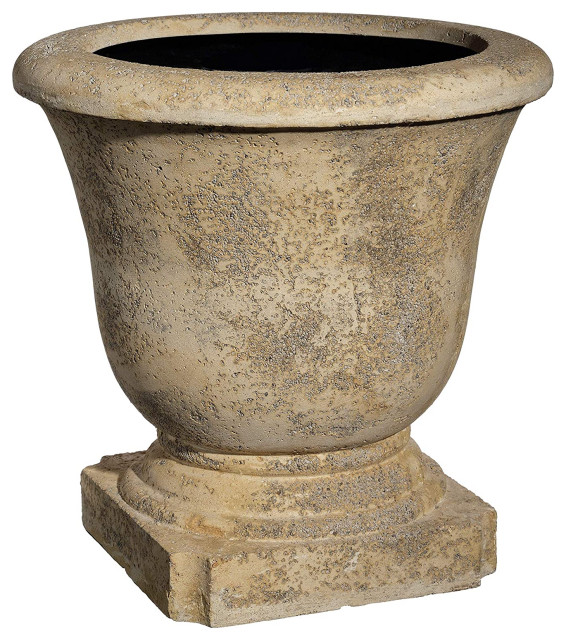 Unique Planter, Elegant Urn Design Constructed In Volcanic Ash, Natural