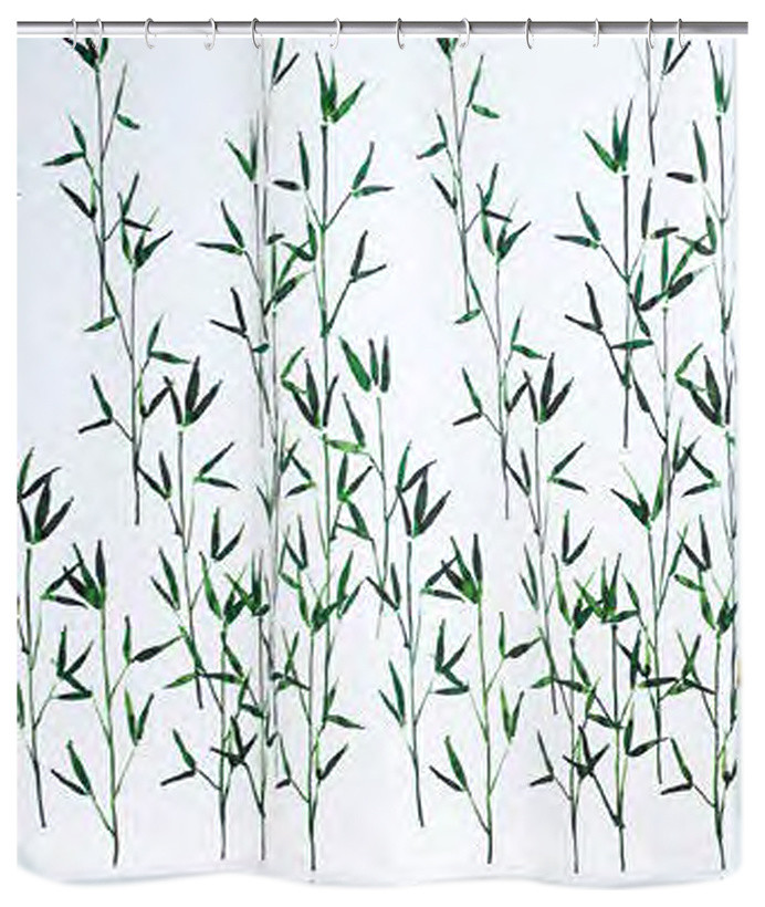 Contemporary Fabric Shower Curtain, Bamboo
