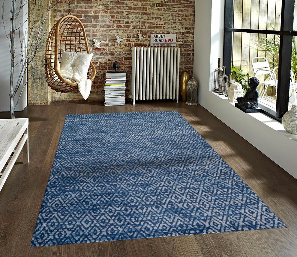 Persian Rugs Modern 2385, Blue, 9'0x12'6, 9'x12'6" Area Rugs by