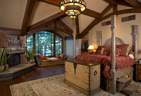 Home design - large rustic home design idea in Boise