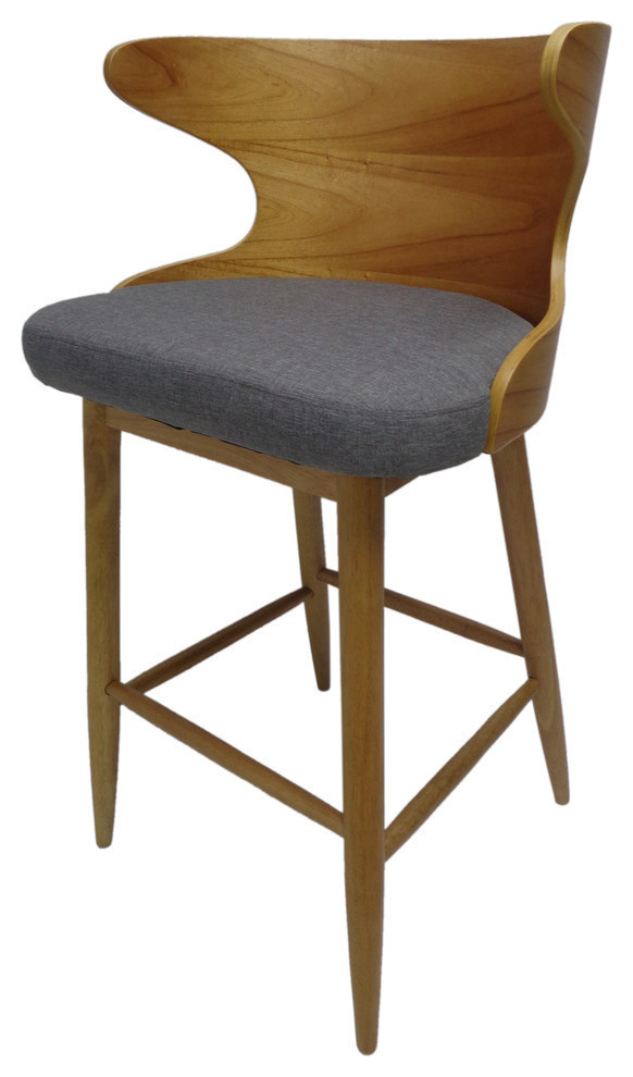 GDF Studio Truda Mid Century Modern Fabric Barstools, Set of 2