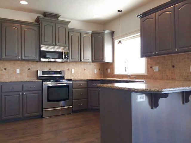 Gray Stained Kitchen Cabinets Traditional Kitchen Boise By