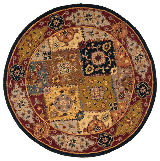 Safavieh Heritage Collection HG512 Rug, Multi/Red, 3'6" Round