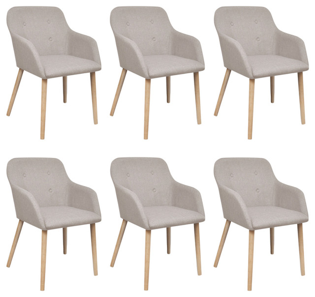 Vidaxl Set Of 6 Fabric Dining Chair With Oak Legs Scandinavian Vidaxl Set Of 6 Fabric Dining Chair With Oak Legs Scandinavian Chairs By Vida Xl International B V