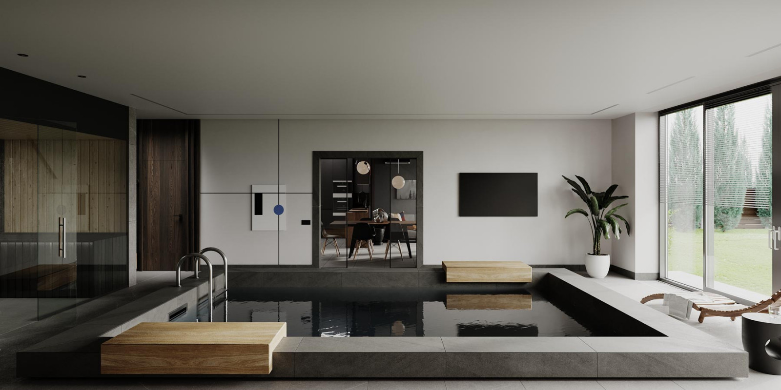 Зал с бассейном в проекте Дом-Баня