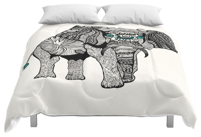 Society6 Tribal Elephant Black And White Version Comforter