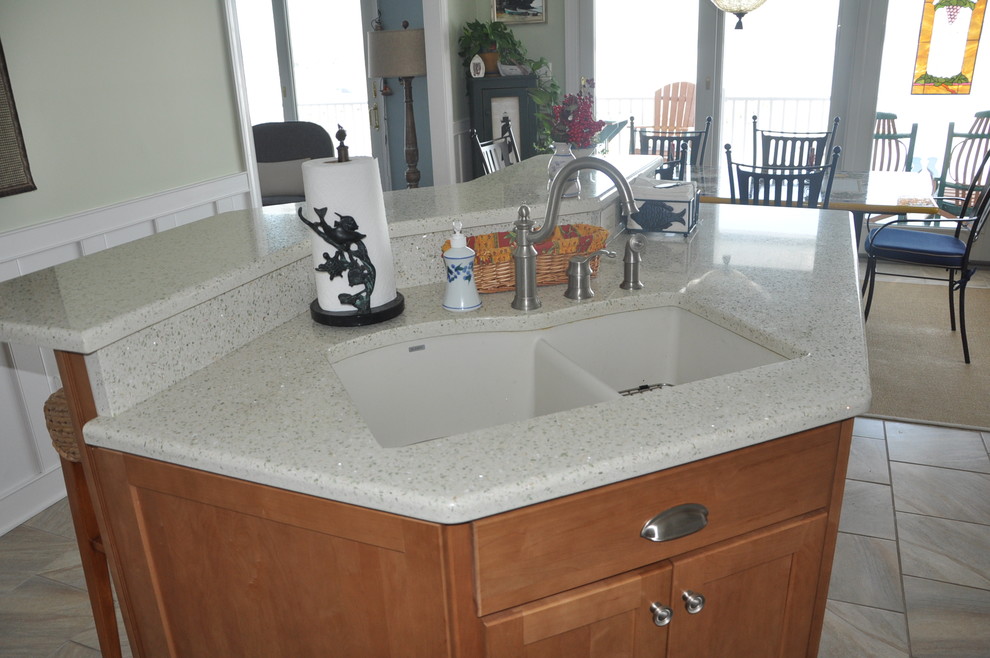 Waterfront Kitchen with Seaglass Island