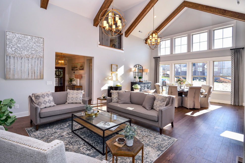 Photo of a transitional living room in Nashville.