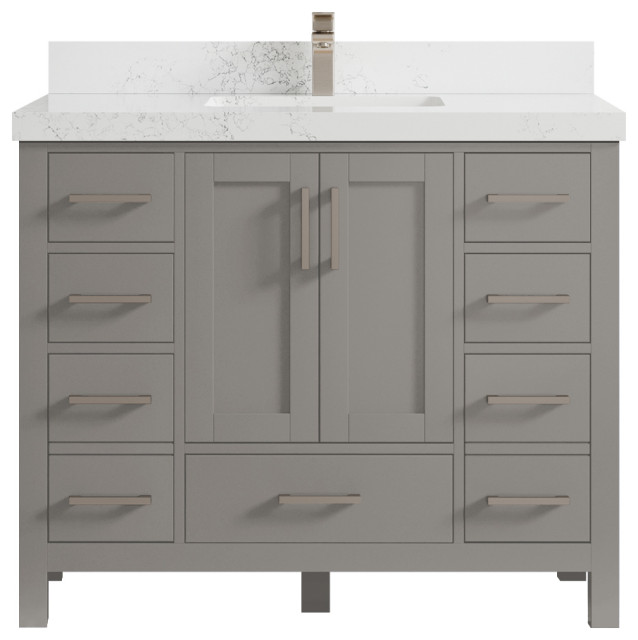 Willow Collections Malibu Vanity, Gray, Empira Quartz, 42