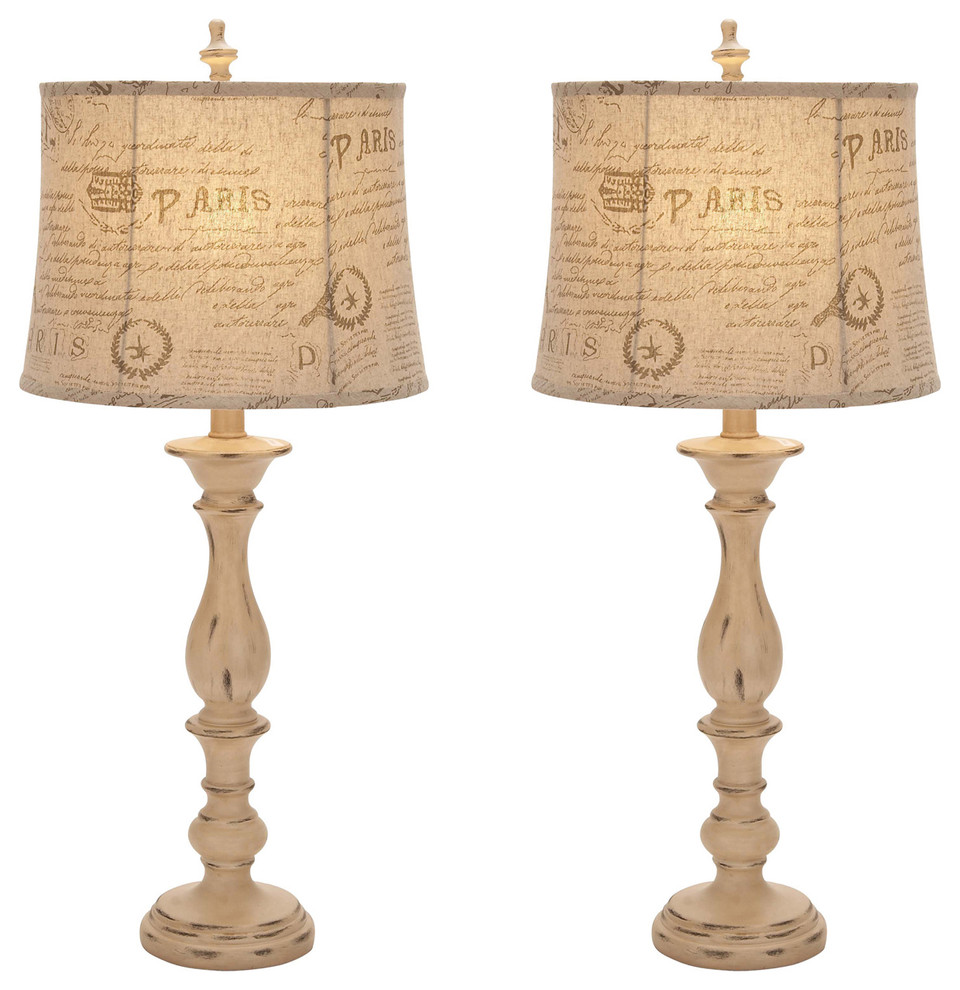 French Connection Candlestick Table Lamps, Set of 2
