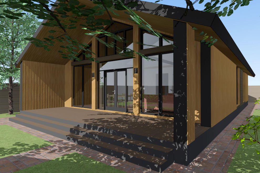 Проект одноэтажного дома с панорамным остеклением