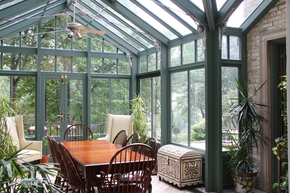 Inspiration for a traditional sunroom in Milwaukee.