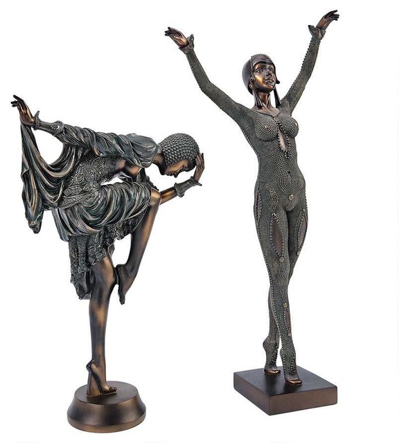 set of 2 chiparus dancer statues snake dancer - traditional set of 2 chiparus dancer statues snake dancer - traditional