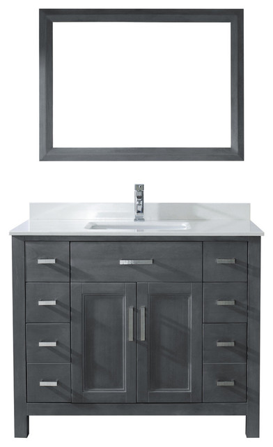 Art Bathe Kelly 42" Vanity Set, French Gray Base, Solid Surface Marble Counter