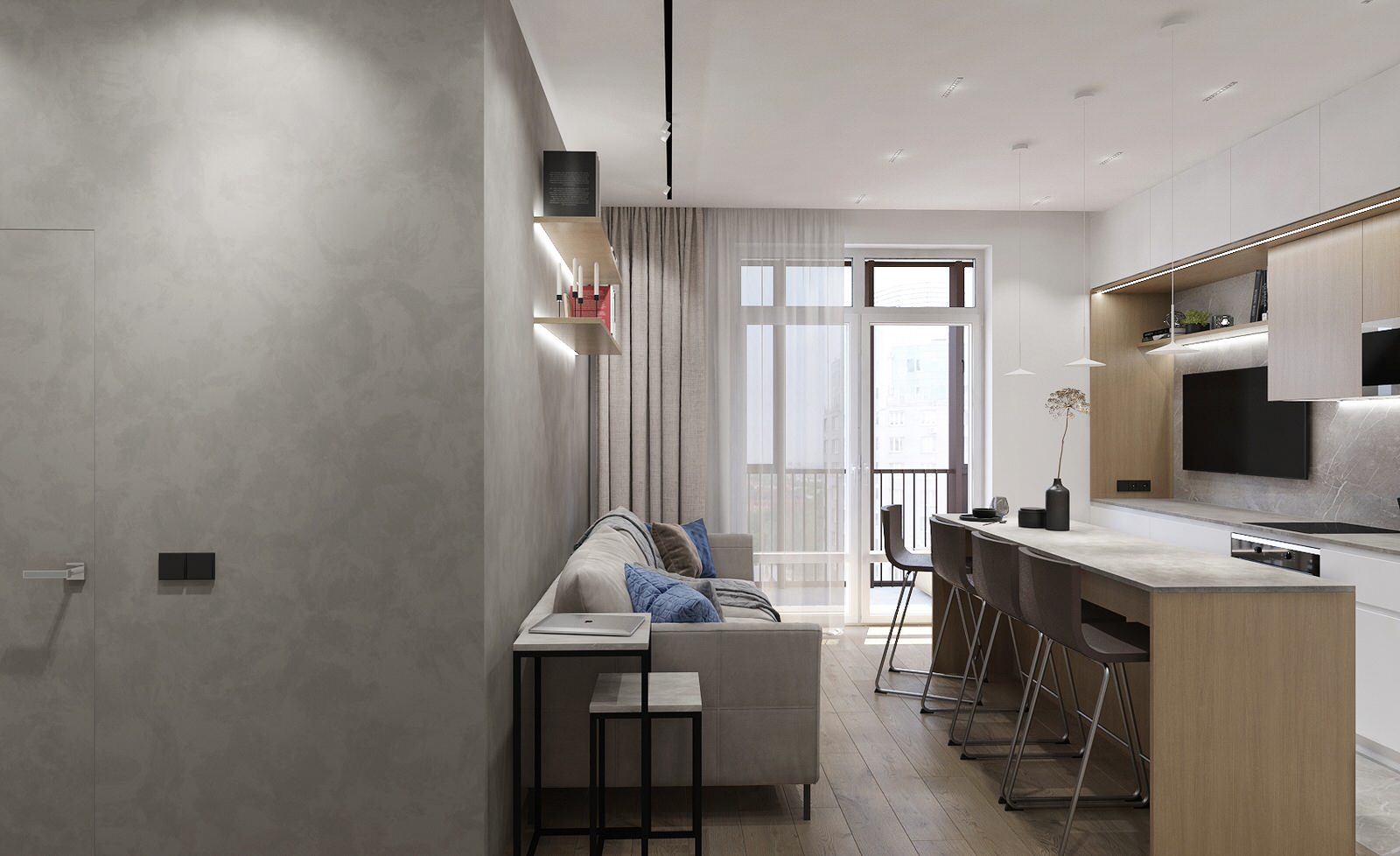 Квартира 50м2 в современном стиле для молодой семьи в ЖК "Ленинград"