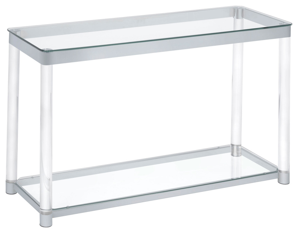 Anne Sofa Table With Lower Shelf Chrome and Clear