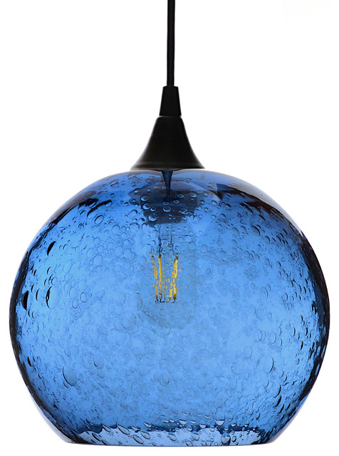 blue glass lamp shade