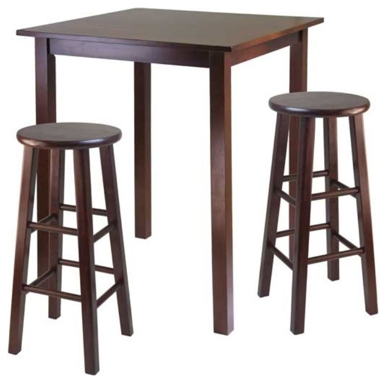Pemberly Row High Pub Square Table in Antique Walnut Finish