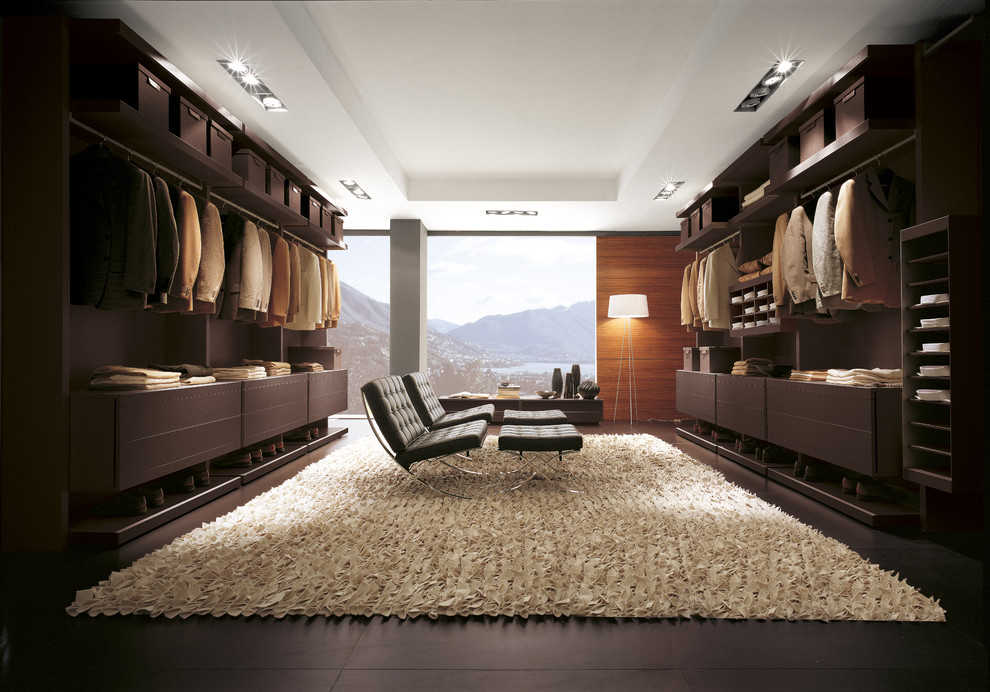 Inspiration for a large modern storage and wardrobe in Brisbane.