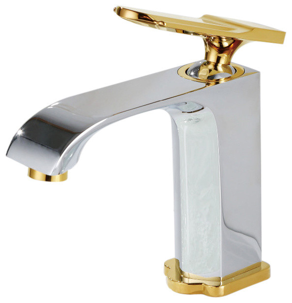 Naples Bathroom Sink Faucet With Chrome and Gold Finish Contemporary