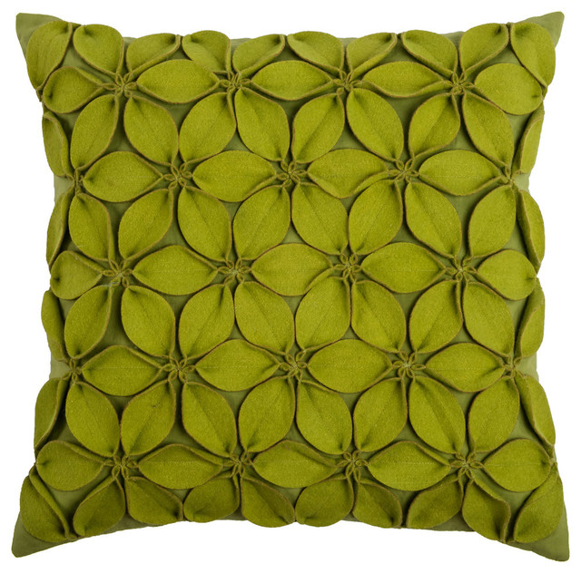 Cotton Felt Accent Pillow Lime Green Finish 18 X18