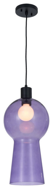Cores Medium Purple Mini Pendant, Matte Black