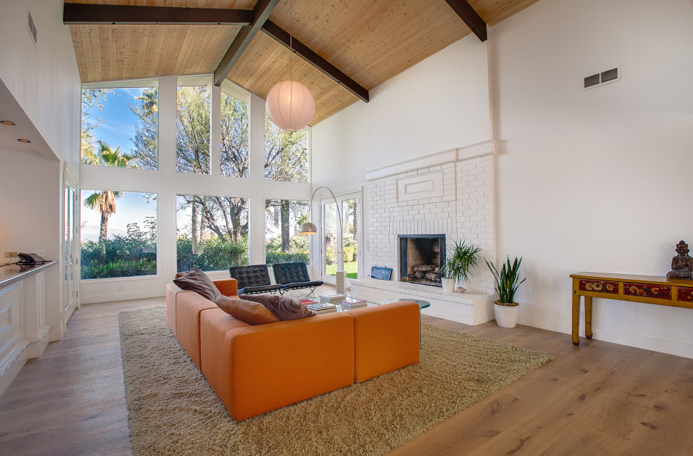 Mid-century modern living room photo in Los Angeles