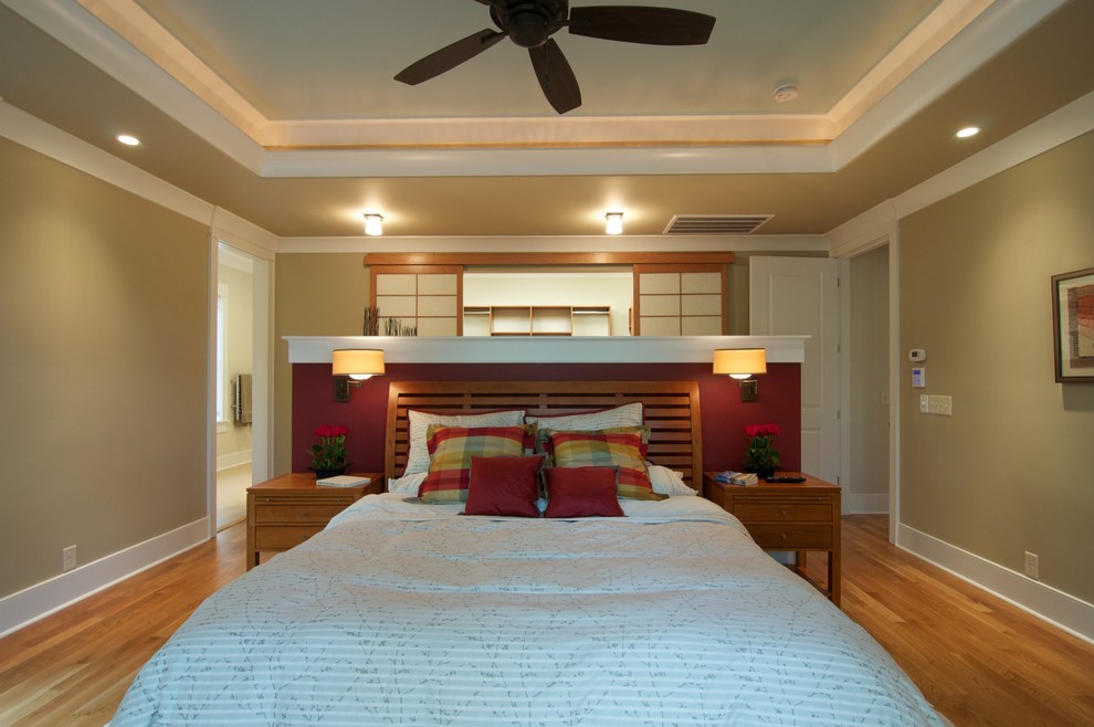 Design ideas for a contemporary bedroom in Raleigh.