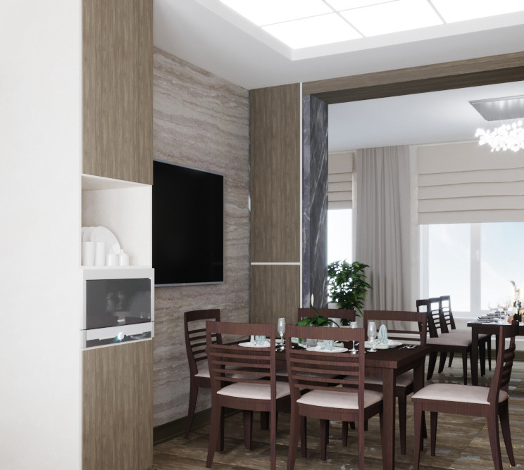 300 кв, кухня студия