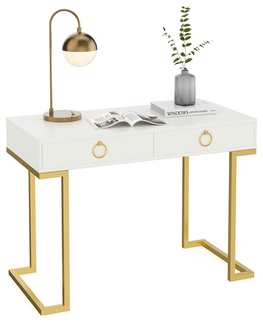 Modern Vanity Table Gold Painted Frame, Modern Vanity Desk